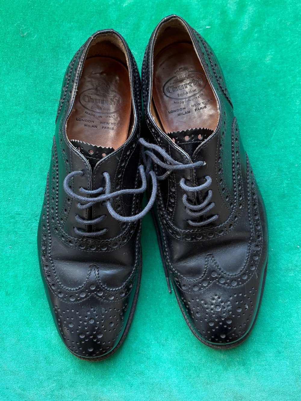 Vintage CHURCH'S Burwood British Black Brogue Oxfords Derby Shoes 6.5 7